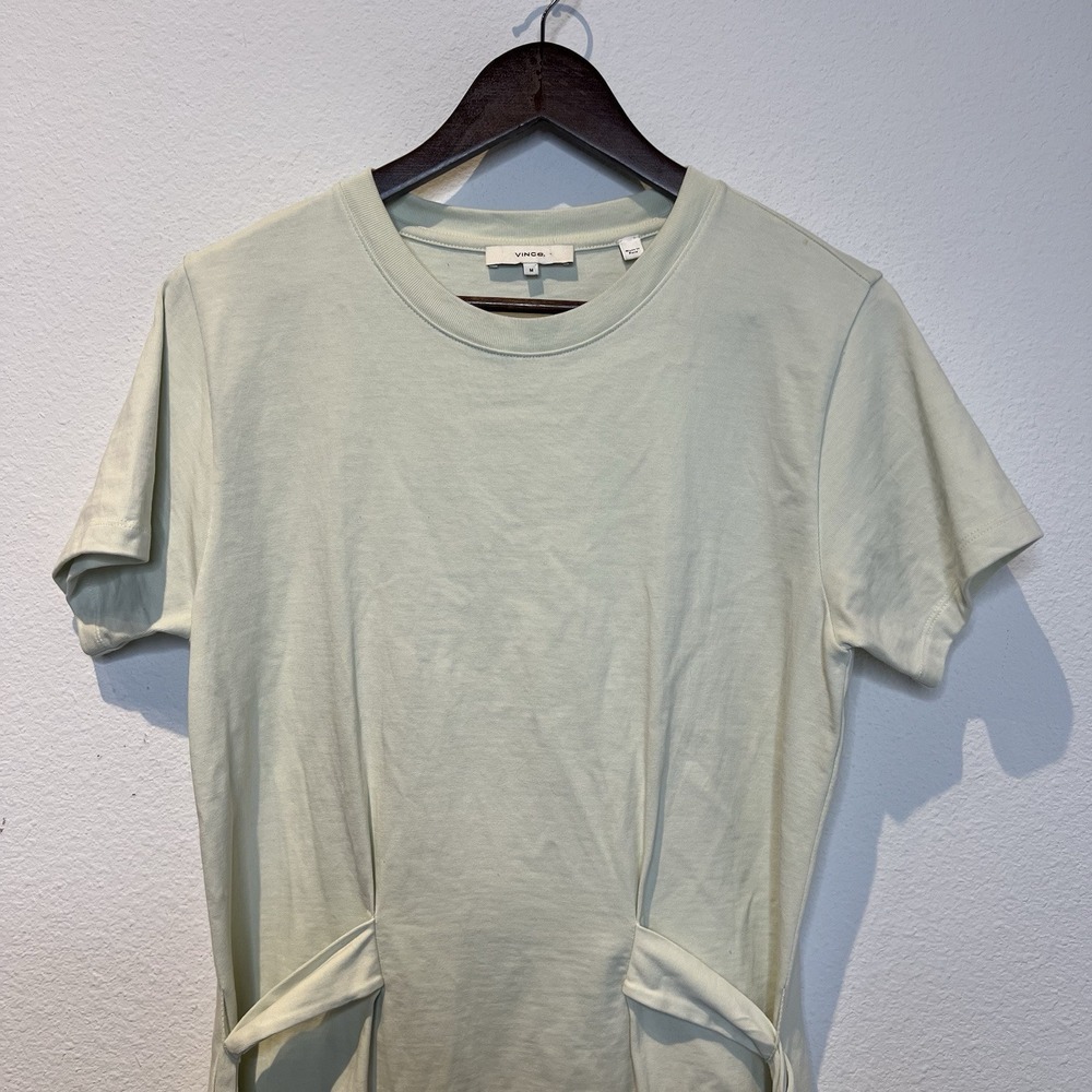 VINCE Tie Waist Cotton T-shirt Dress In Ecru/Cream Size M $195 Minimalist - Picture 3 of 9